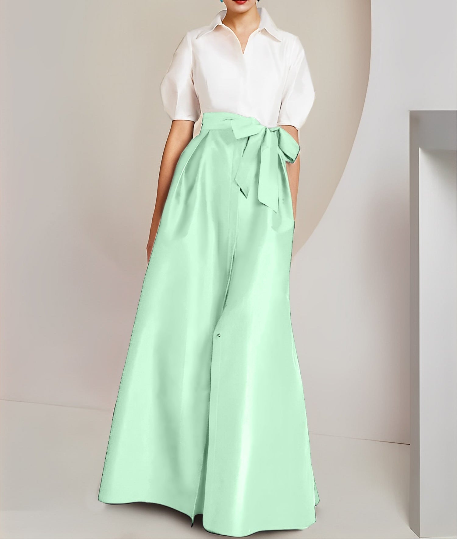 A-Line/Princess Shirt Collar Short Sleeves 2 pieces Mother Of The Bride Dresses