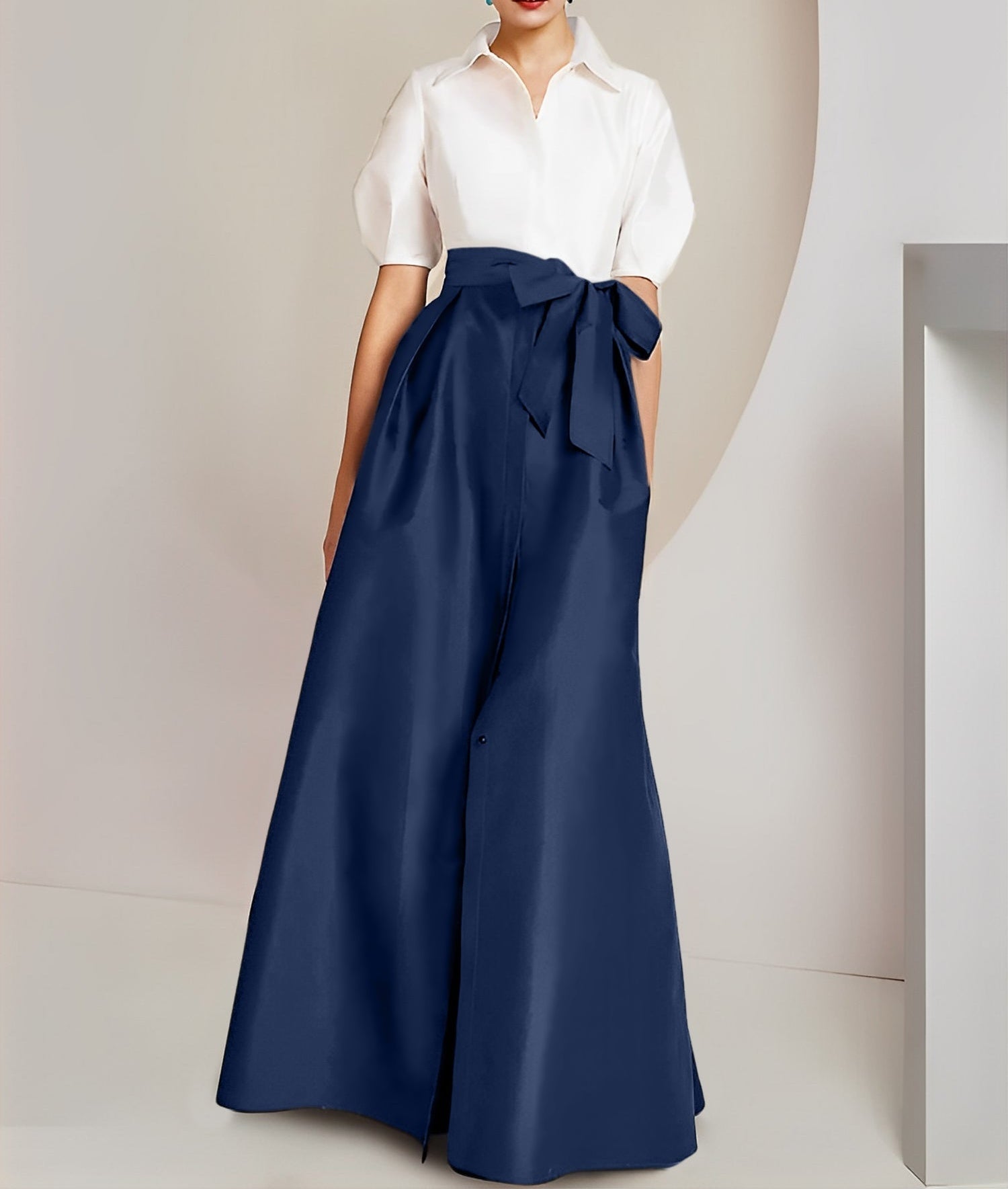 A-Line/Princess Shirt Collar Short Sleeves 2 pieces Mother Of The Bride Dresses