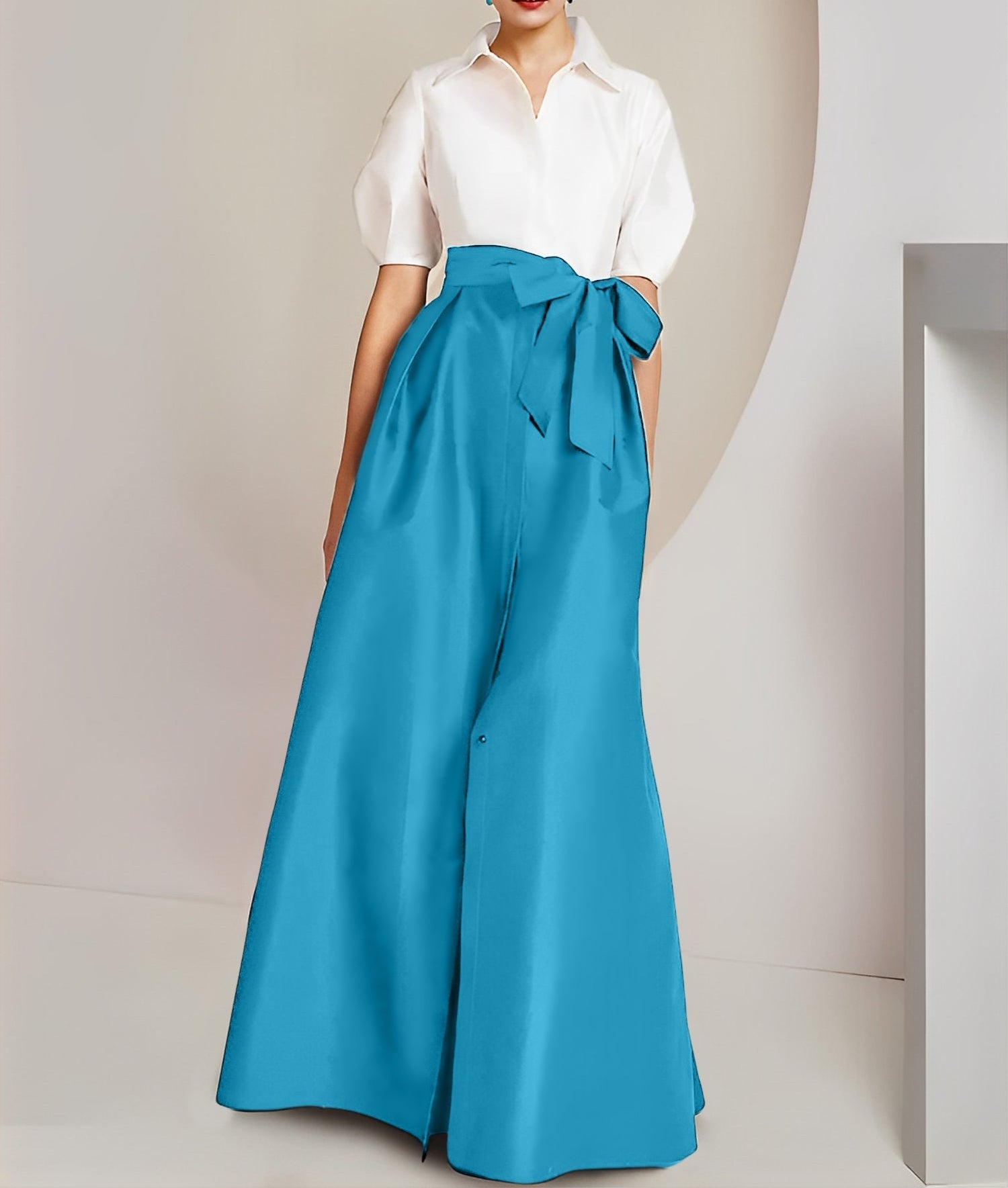 A-Line/Princess Shirt Collar Short Sleeves 2 pieces Mother Of The Bride Dresses