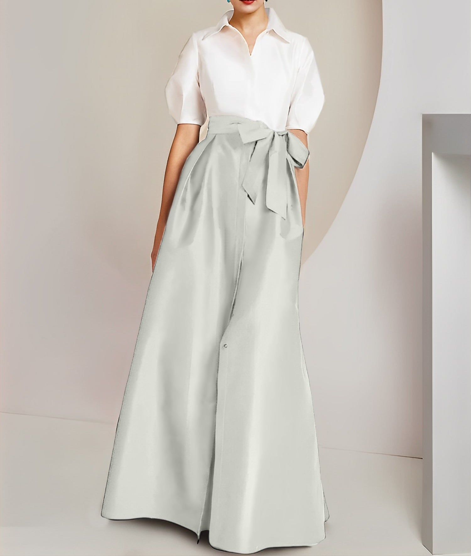 A-Line/Princess Shirt Collar Short Sleeves 2 pieces Mother Of The Bride Dresses