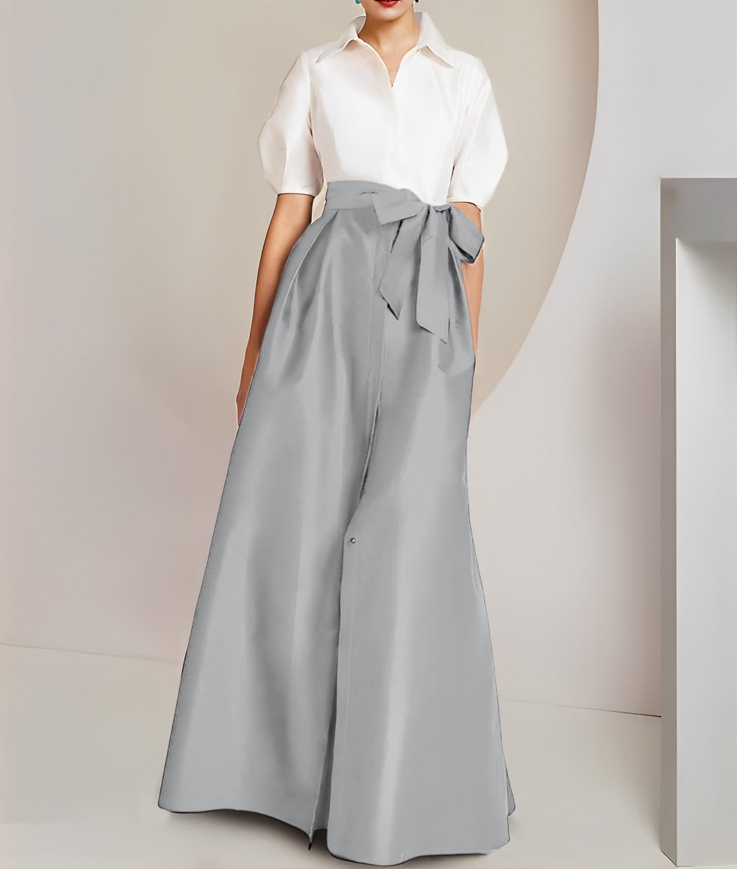 A-Line/Princess Shirt Collar Short Sleeves 2 pieces Mother Of The Bride Dresses