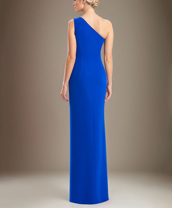 Sheath/Column One Shoulder Sleeveless Stretch Crepe Mother Of The Bride Dress With High Slit
