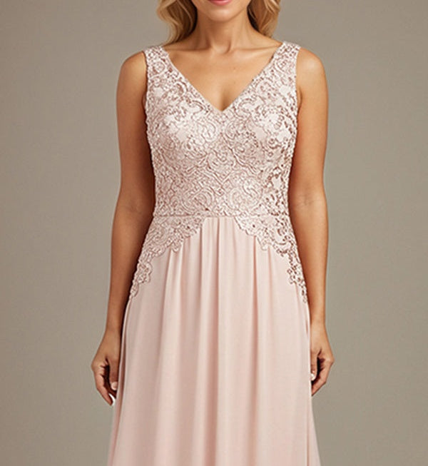 Burgundy A-line V Neck Floor-Length Lace Chiffon Mother of the Bride Dresses