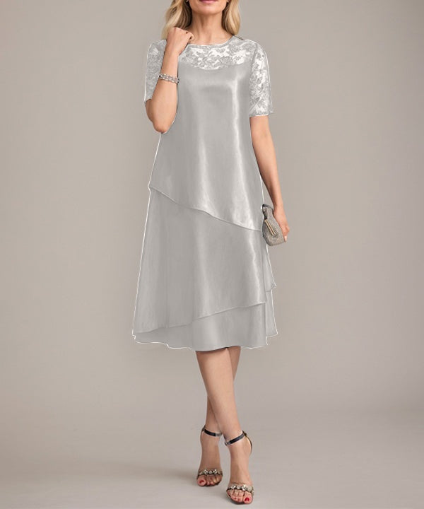 A-Line Scoop Knee-Length Mother of the Bride Dress With Applique & Sequins