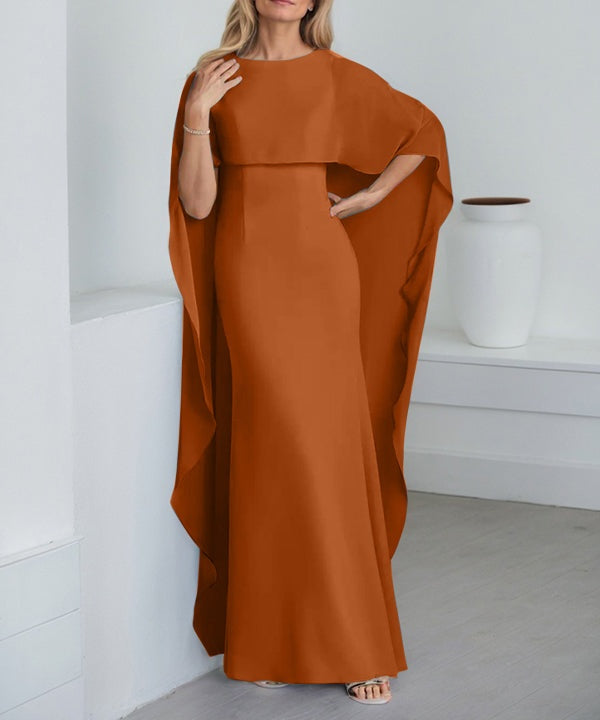 Sheath Scoop Floor-Length Chiffon Mother of the Bride Dress With Cascading Ruffles