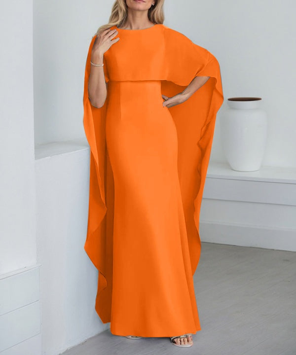 Sheath Scoop Floor-Length Chiffon Mother of the Bride Dress With Cascading Ruffles