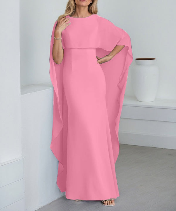 Sheath Scoop Floor-Length Chiffon Mother of the Bride Dress With Cascading Ruffles