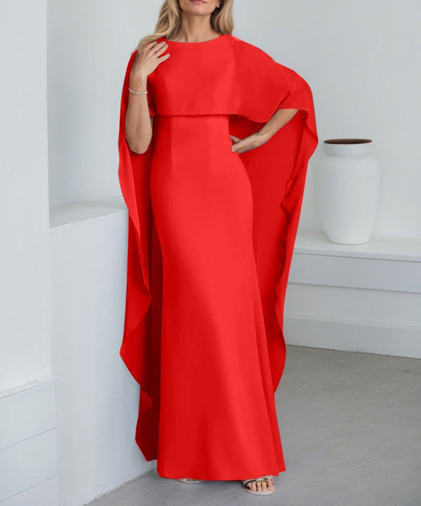 Sheath Scoop Floor-Length Chiffon Mother of the Bride Dress With Cascading Ruffles
