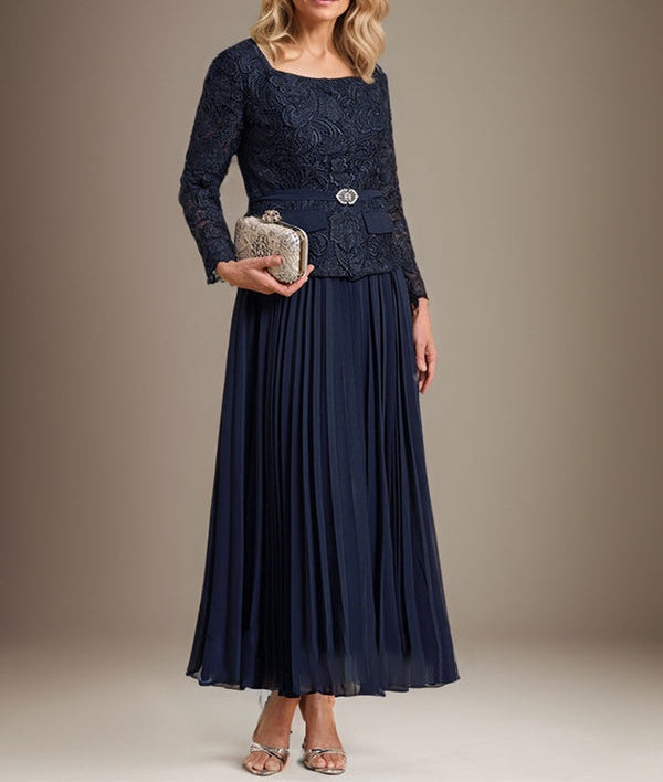A-line Square Ankle-Length Chiffon Mother of the Bride Dress With Pleated