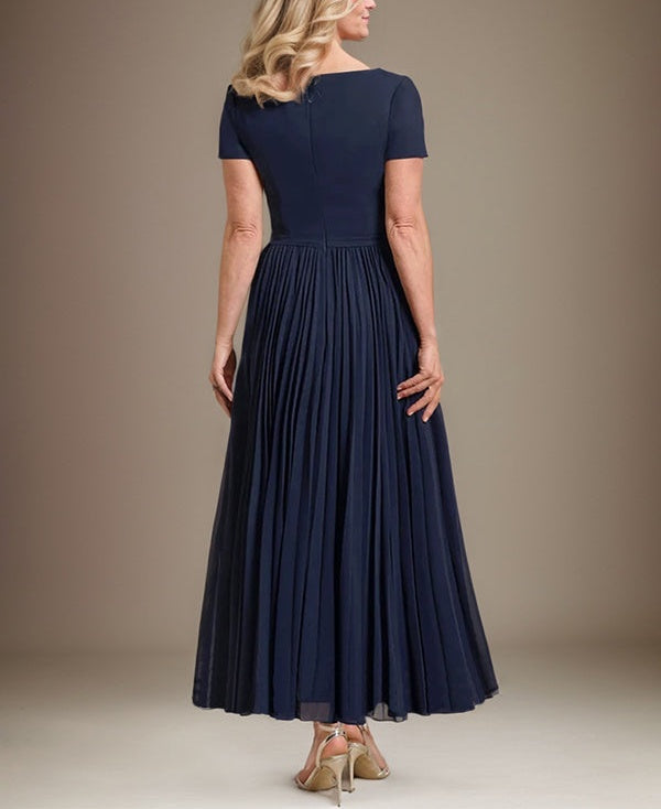 A-line Square Ankle-Length Chiffon Mother of the Bride Dress With Pleated