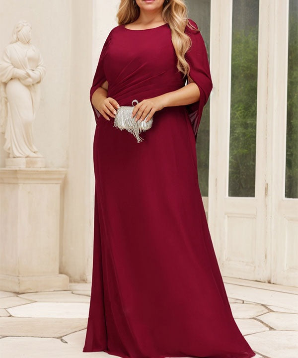 Trumpet/Mermaid Boat Neck Floor-Length Chiffon Mother of the Bride Dress With Pleated