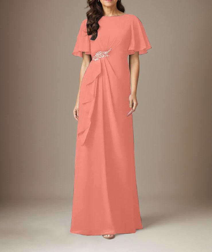 Dark Navy Sheath Beaded Chiffon Dress