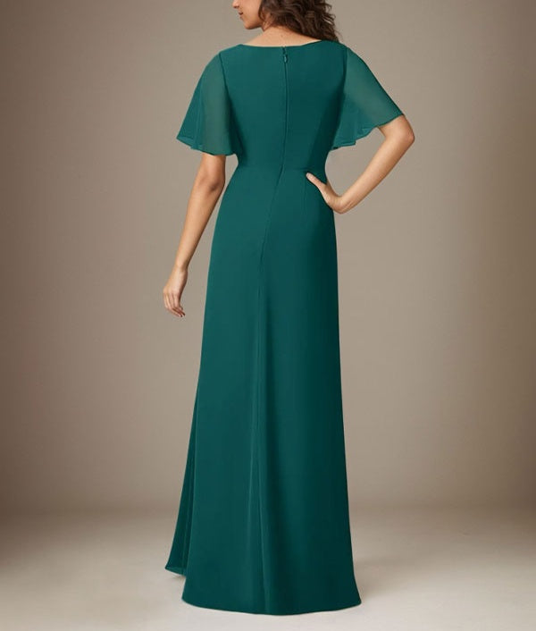 Dark Navy Sheath Beaded Chiffon Dress