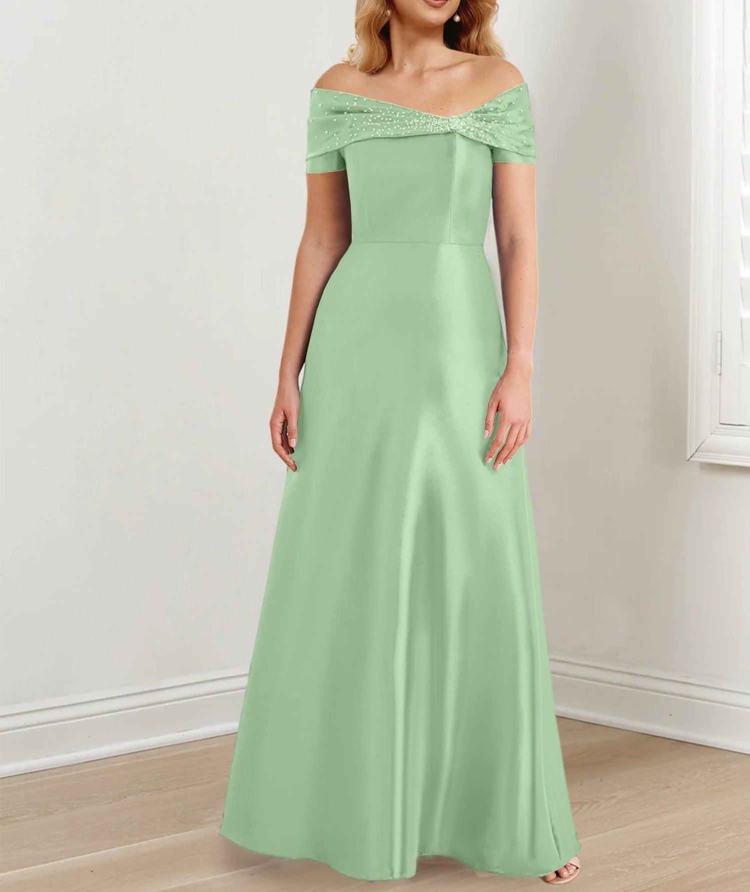 A-Line/Princess Off-the-Shoulder Floor-Length Mother of the Bride Dresses