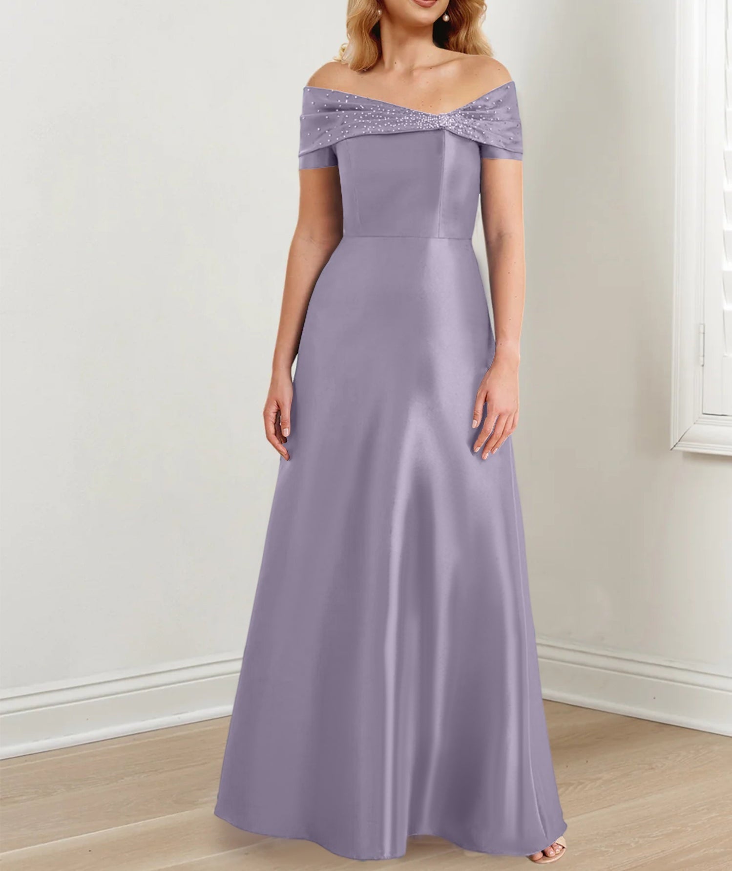 A-Line/Princess Off-the-Shoulder Floor-Length Mother of the Bride Dresses