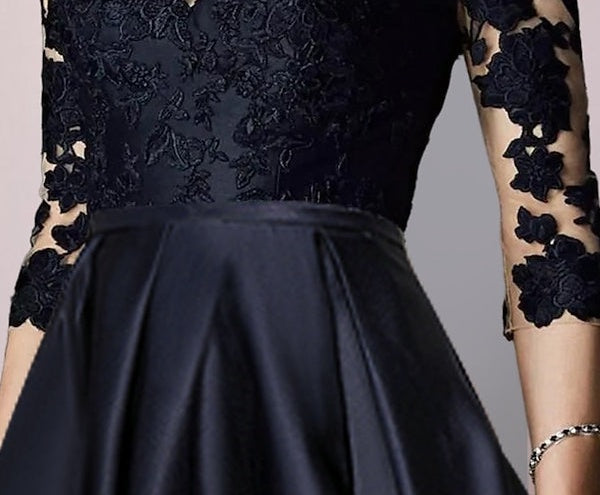 A-Line/Princess Illusion-Neck Asymmetrical Tea Length Tea-Length Mother of the Bride Dresses