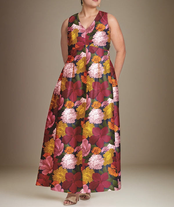 A-line V-Neck Floral Mother of the Bride Dress