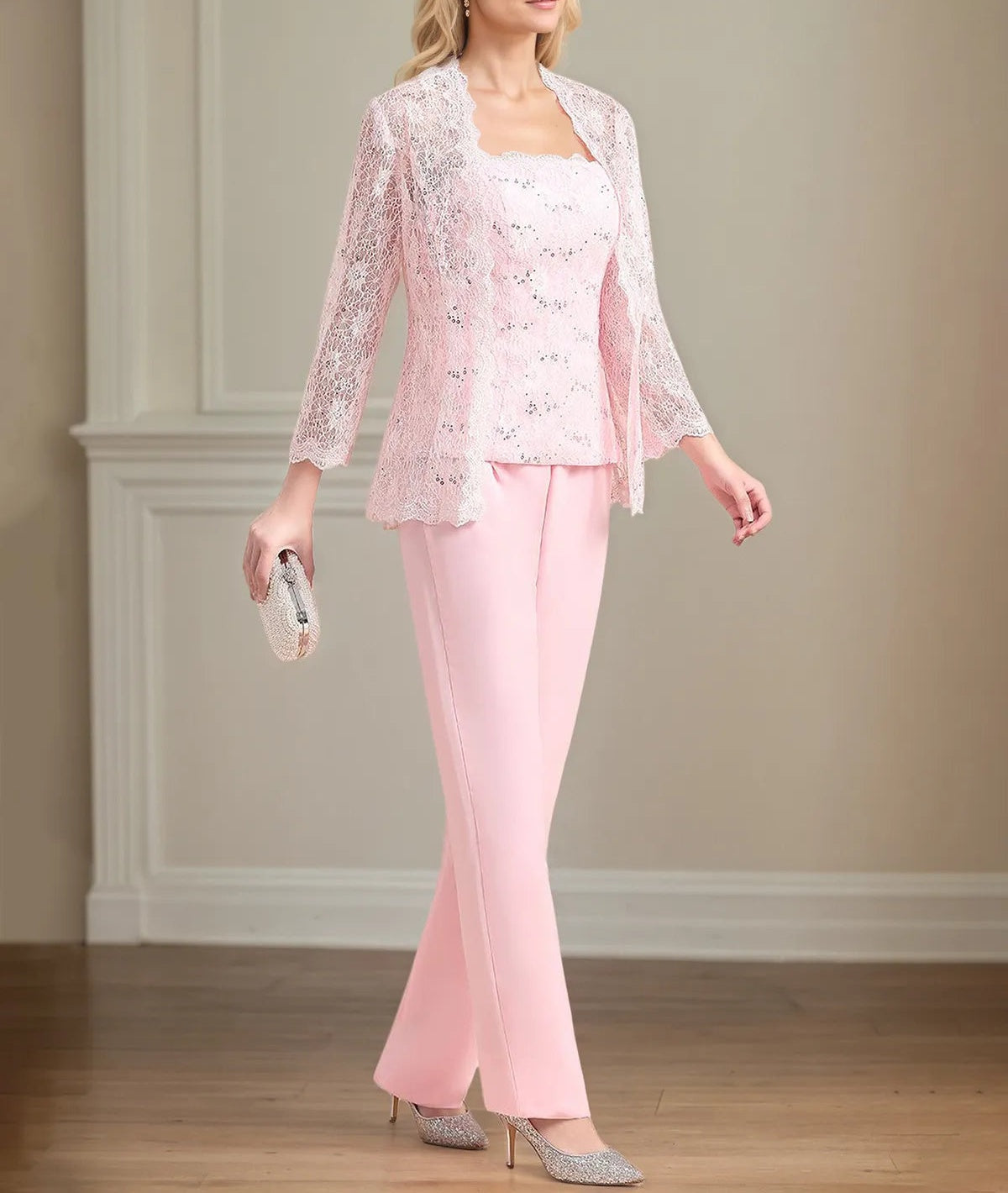 Chiffon Off The Shoulder Sleeveless Floor Length Mother of the Bride Pantsuits With Appliques