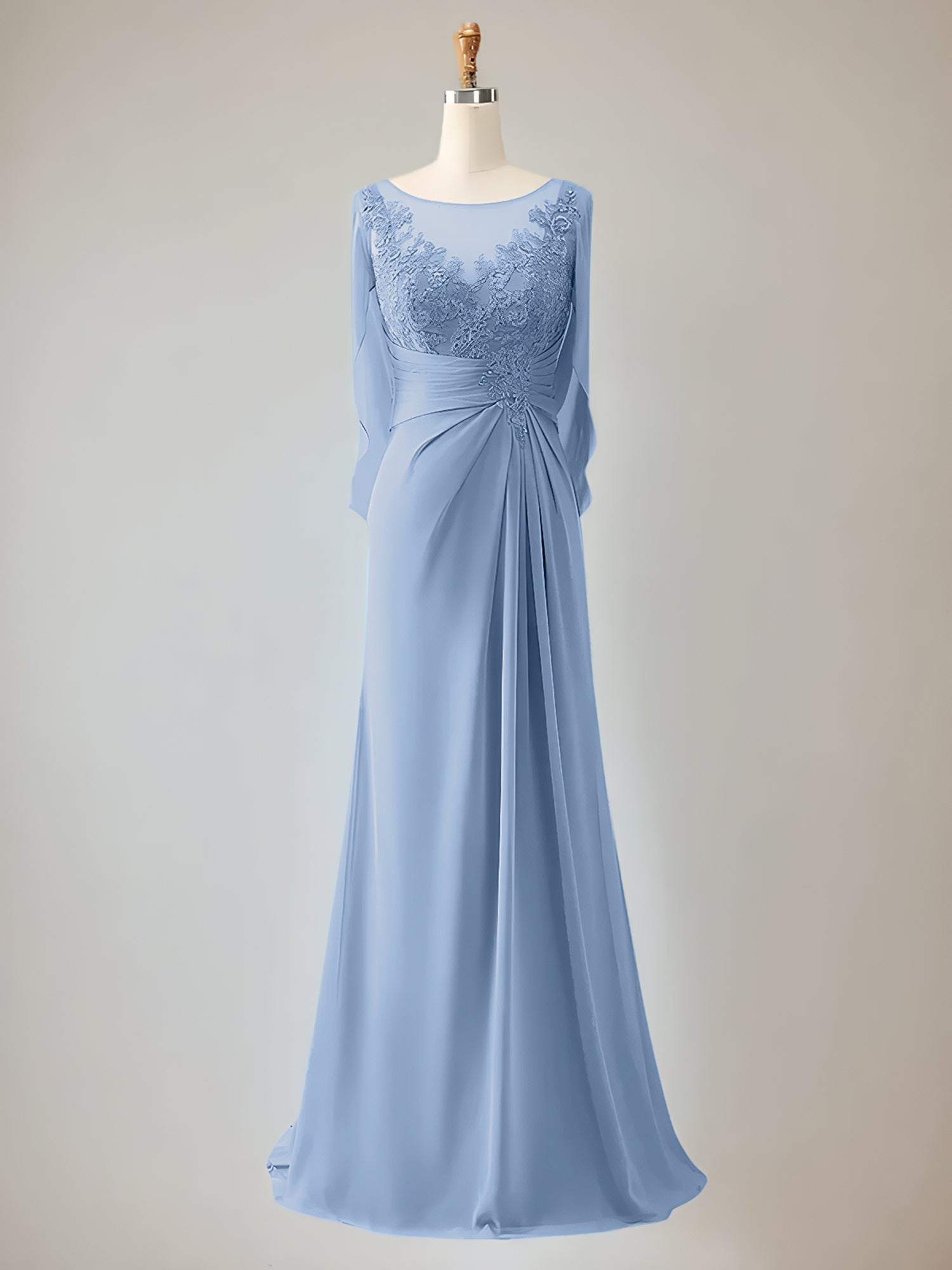 Trumpet/Mermaid Scoop Neck 1/2 Sleeve Chiffon Mother of the Bride Dress With Beadings