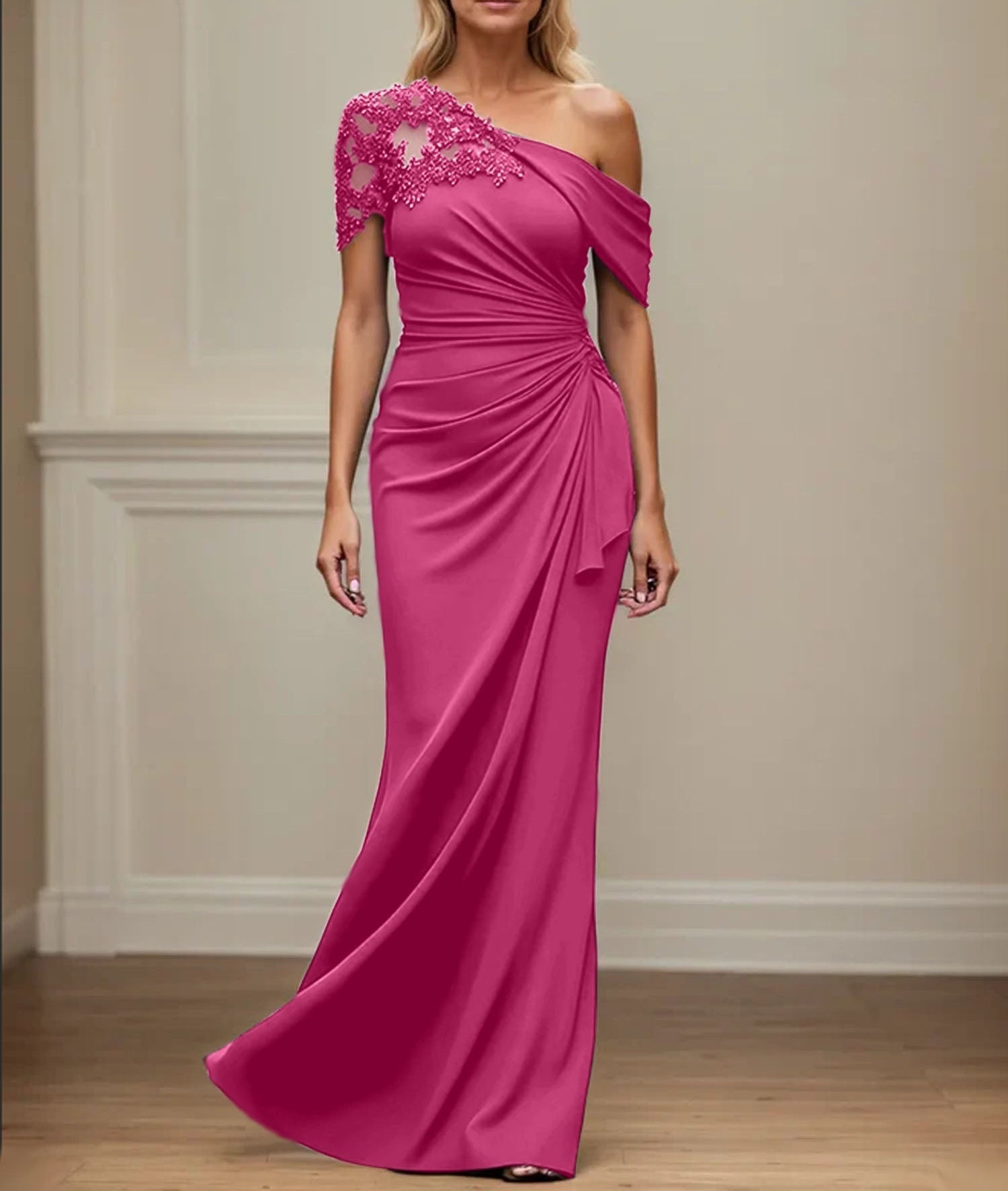 Trumpet/Mermaid Asymmetrical Mother of the Bride Dress with Appliques