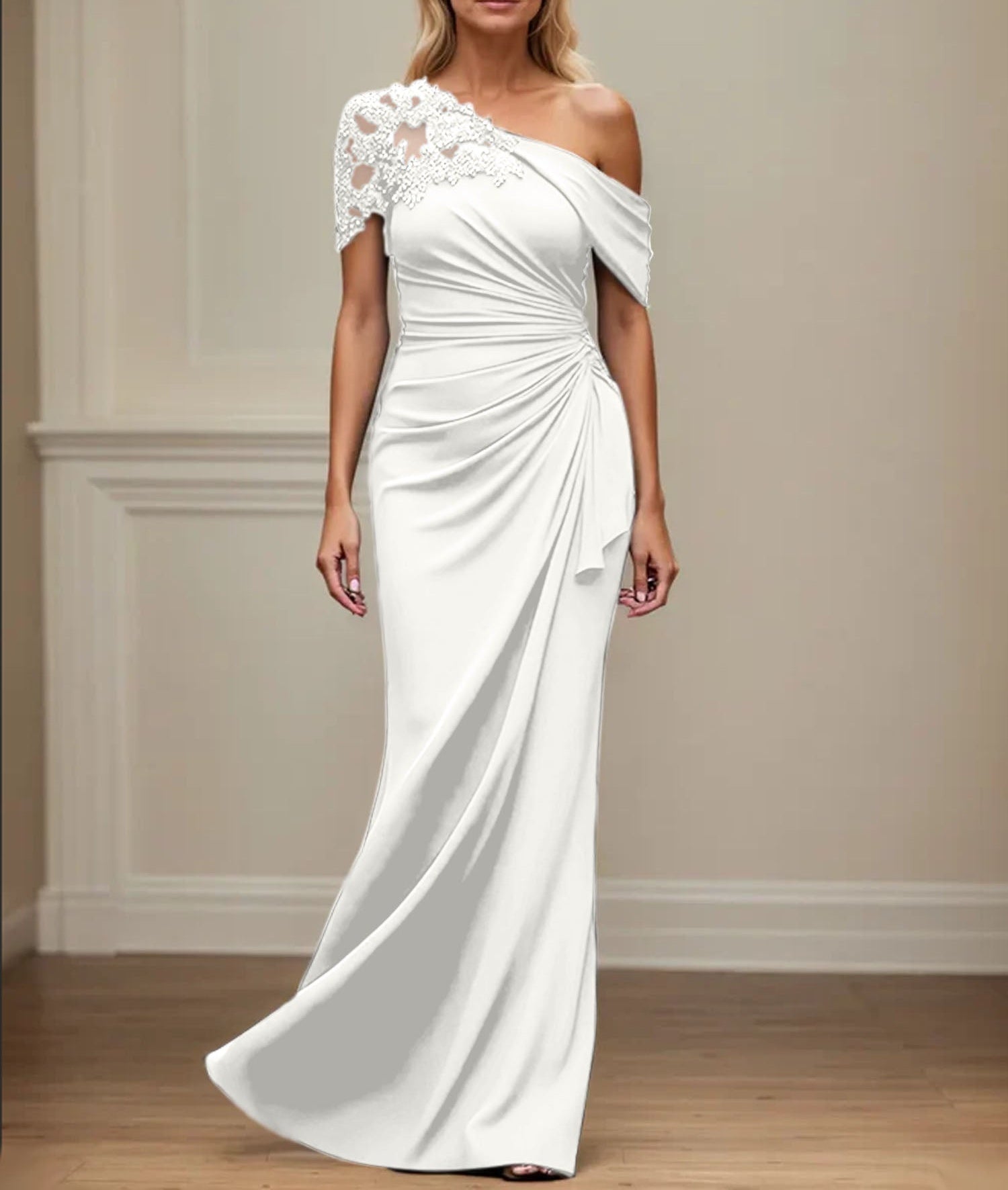 Trumpet/Mermaid Asymmetrical Mother of the Bride Dress with Appliques
