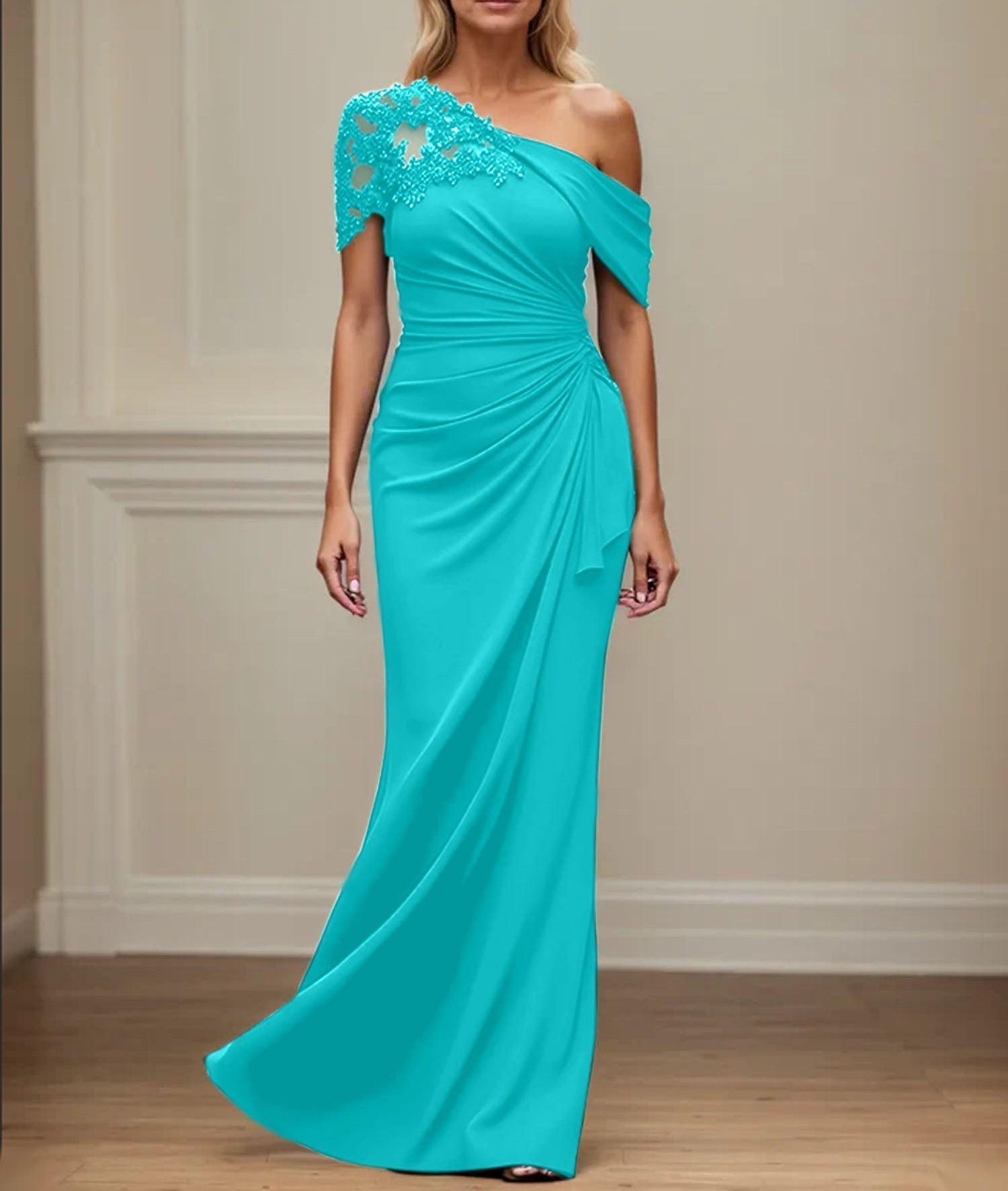 Trumpet/Mermaid Asymmetrical Mother of the Bride Dress with Appliques