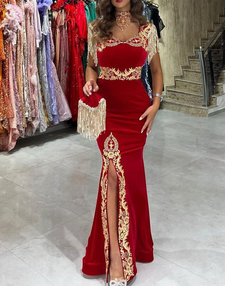 Classic Sweetheart Sleeveless Mermaid Ruby Prom Dresses Long Slit Online