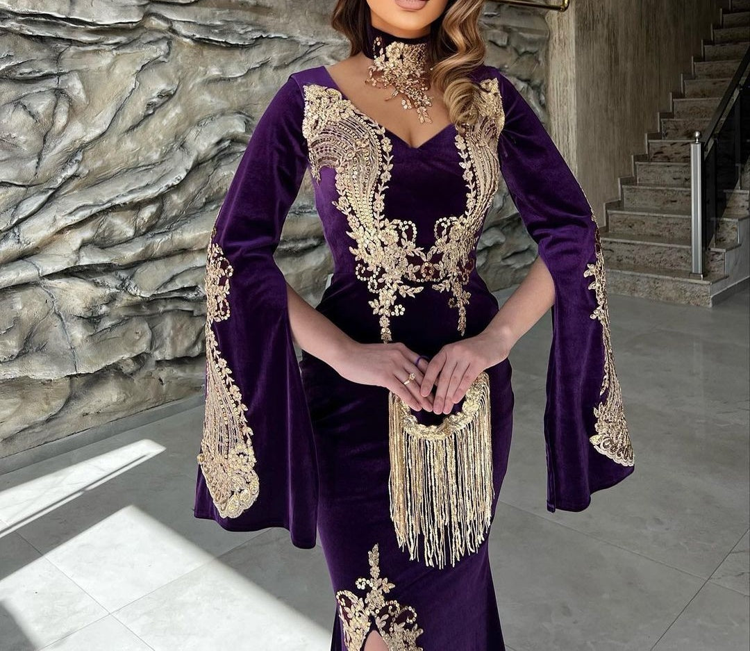 Charming Sweetheart Long Sleeves Mermaid Prom Dresses Long Slit Online