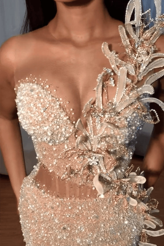 Gorgeous Sweetheart Sleeveless Mermaid Prom Dresses With Split Sequins Beadings
