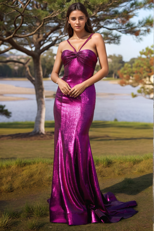 Modern & Chic Mermaid Sweetheart Halter Sleeveless Pleated Back Zipper Prom Dresses Party Dress Formal Evening Gown