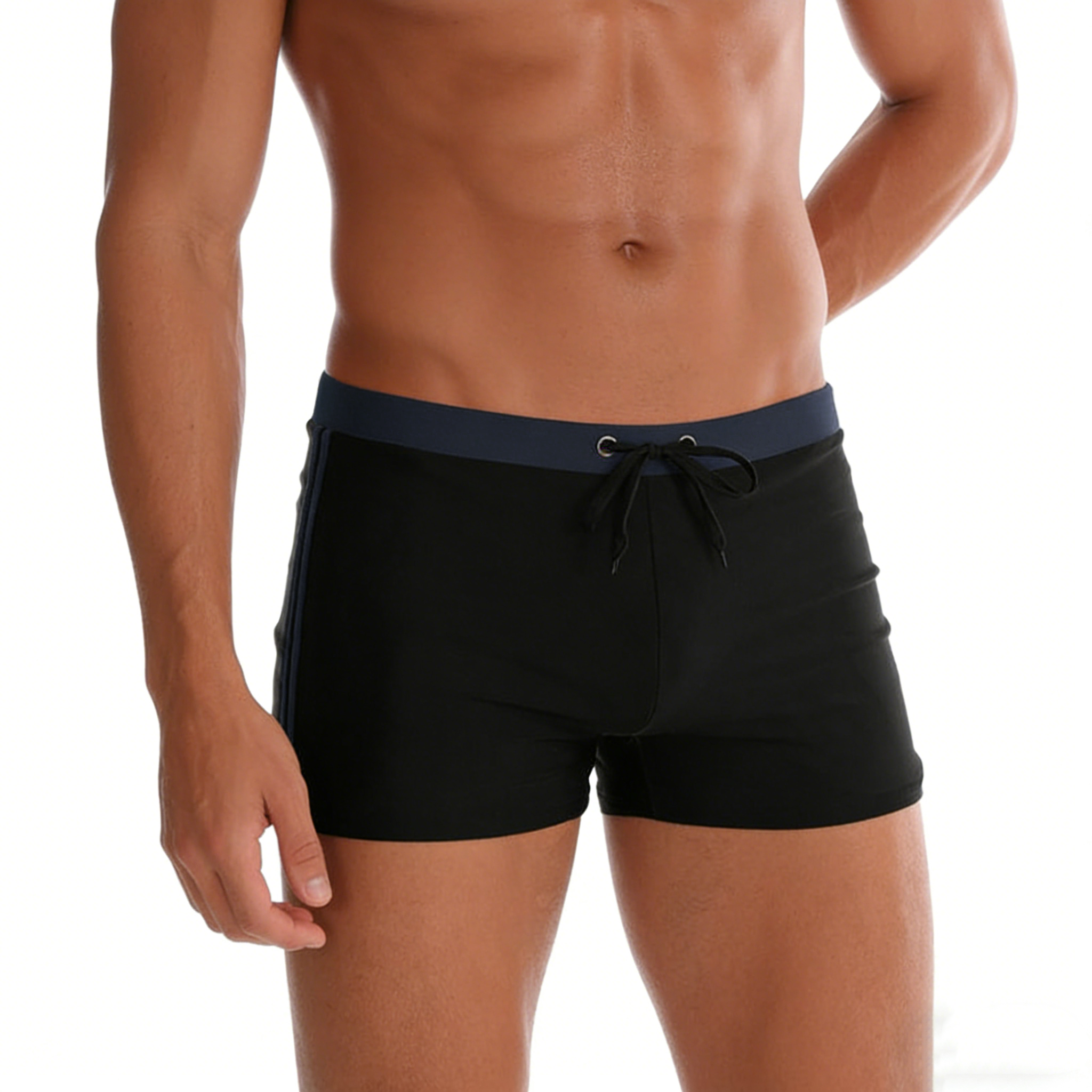 Men's Slim Fit Drawstring Square-Leg Swim Trunks
