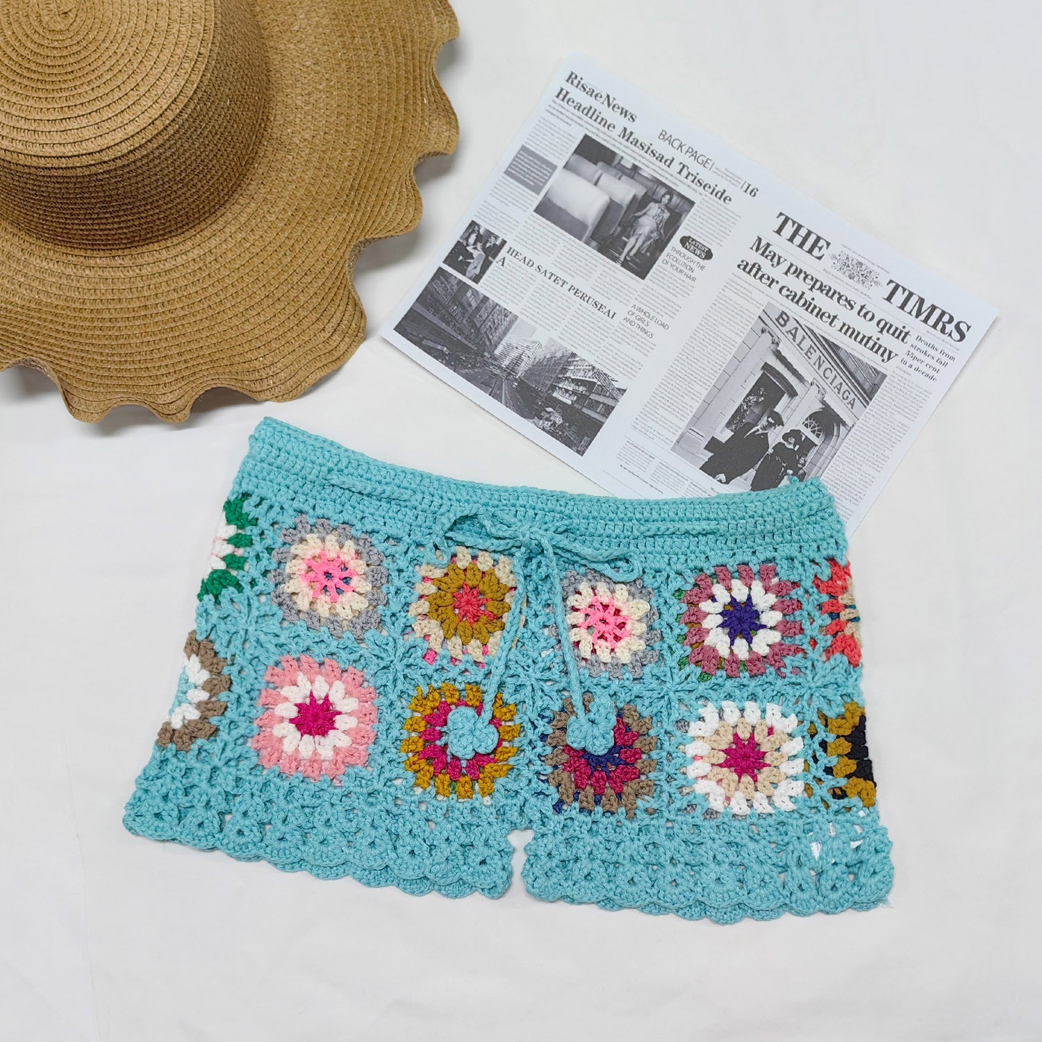 Crochet Granny Square Beach Shorts