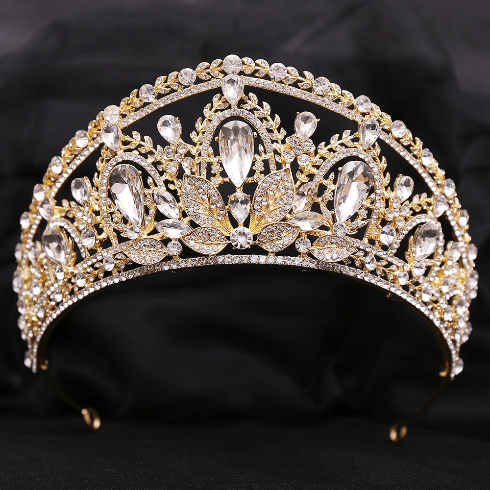 OMB1004 - Baroque Alloy Electroplated Crystal Crown Tiara Beauty Pageant Bride Wedding Headband Hair Accessories