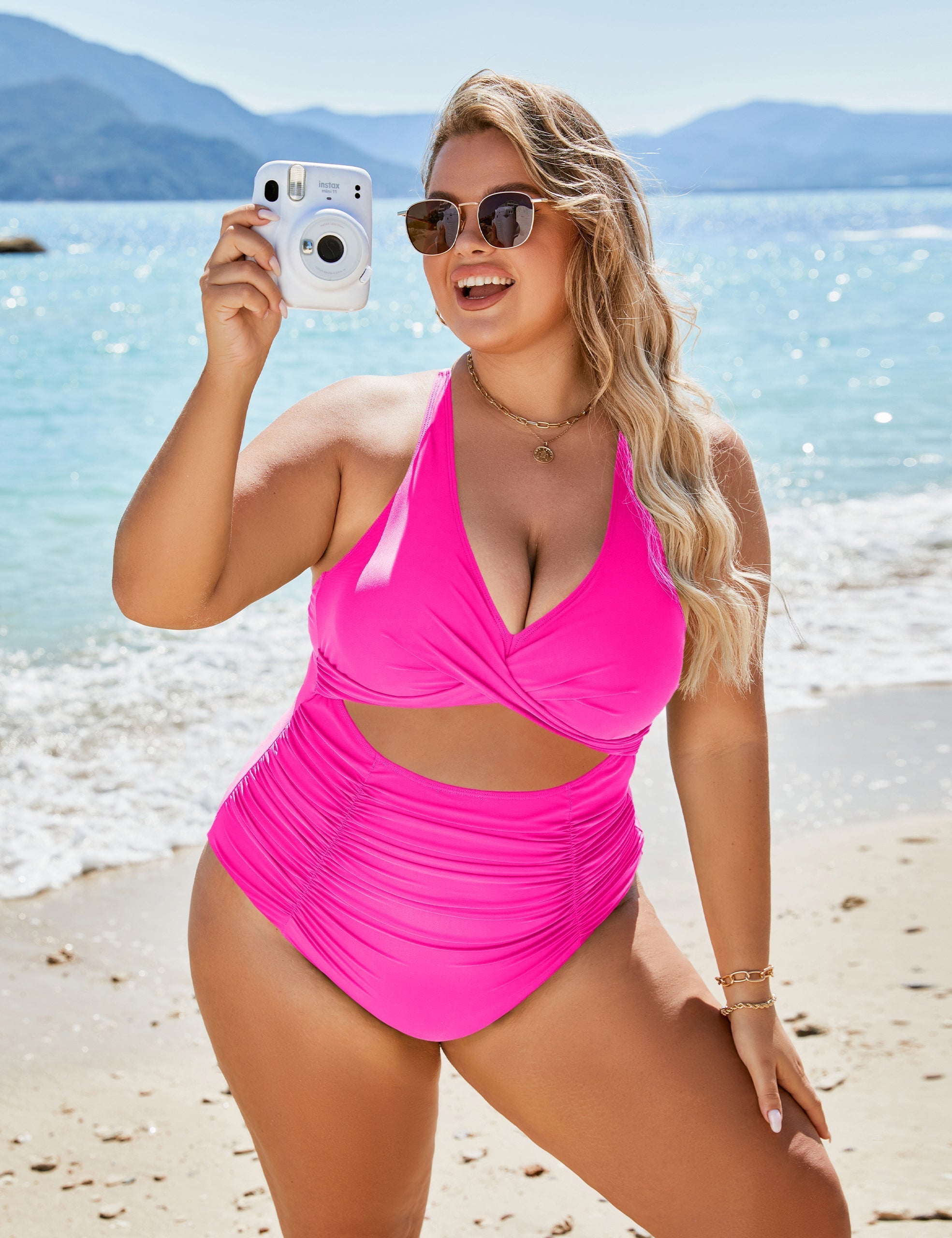 Ocevara Ocevara - Women's One Piece Swimsuits Push Up Tummy Control Bathing Suits V Neck Cutout Modest - image 14