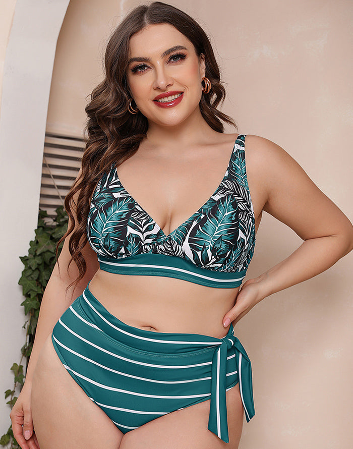 Ocevara Printed Stripe Plus Size Bikini - image 12