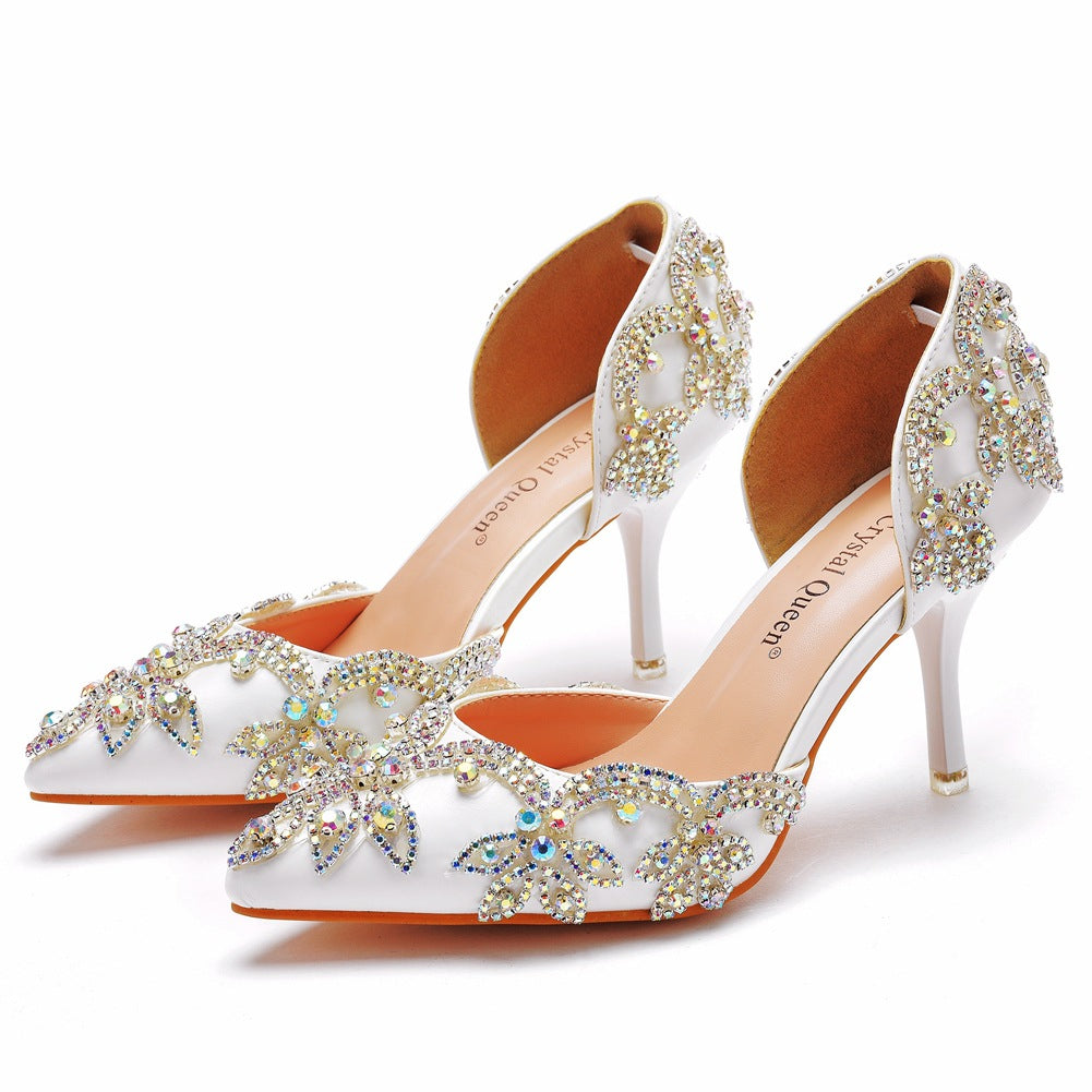 Woman's Wedding Shoes Pointed Toe Rhinestone Stiletto