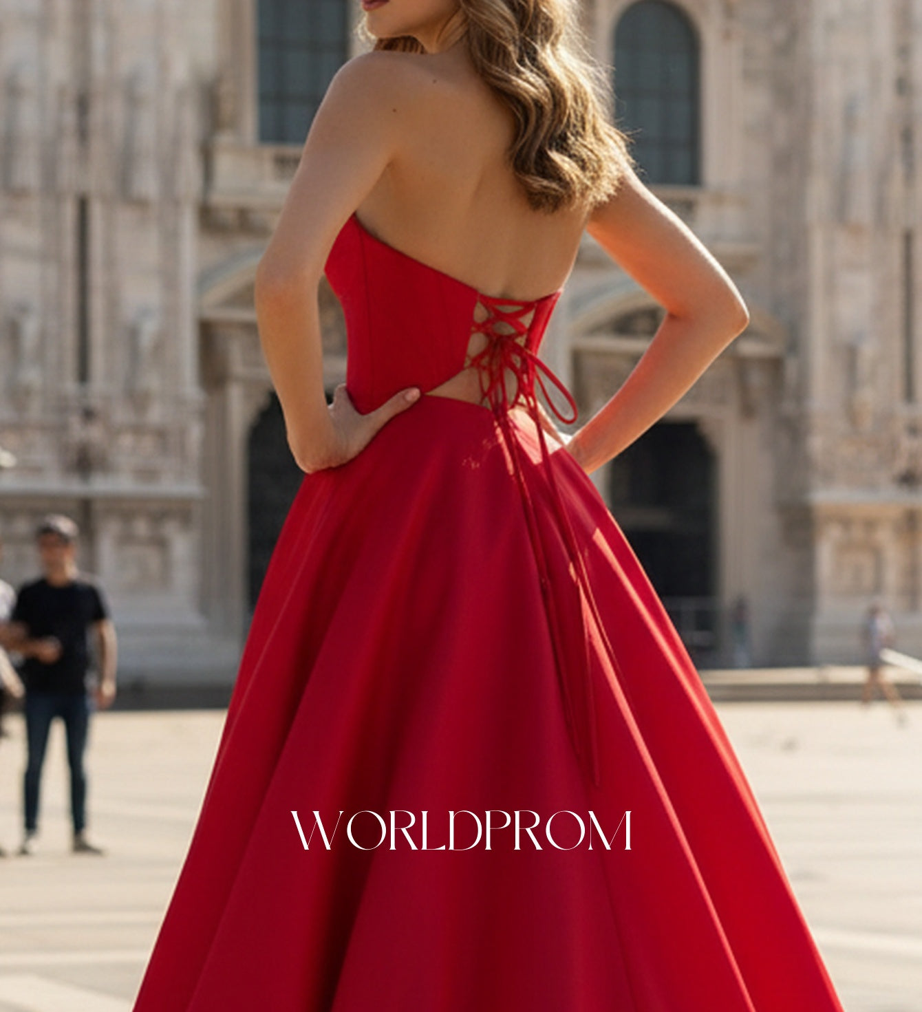 Sparkly Beading Deep V-Neck Illusion Ball Gown Long Prom Dress - Red