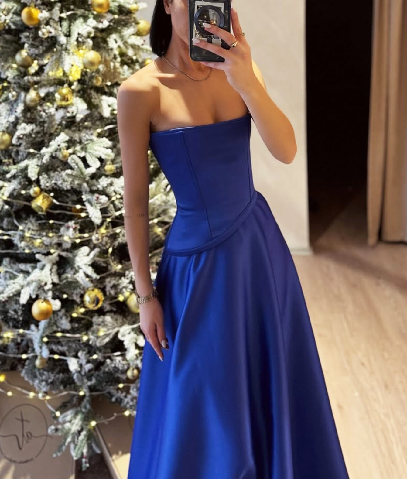 Two Pieces Strapless Bodice Ball Gown Long Prom Dress - Royal Blue