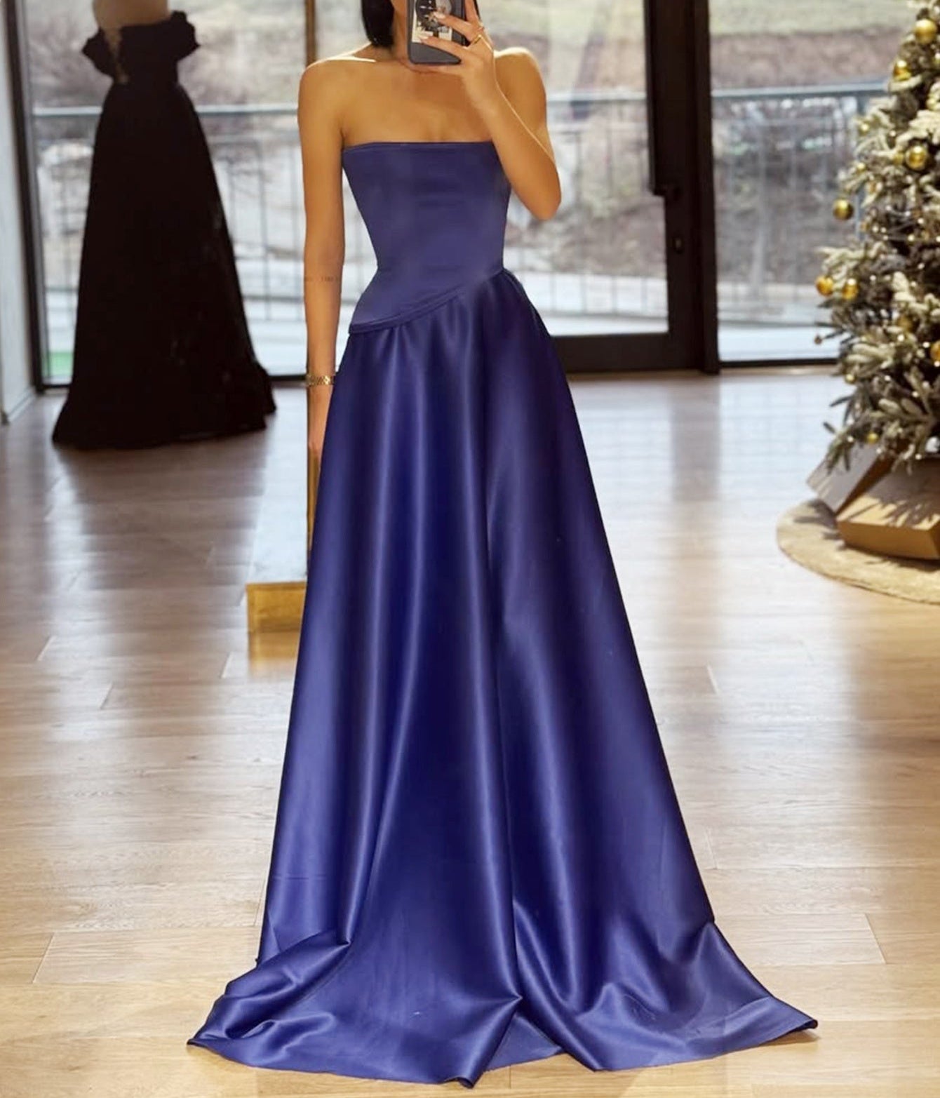 Two Pieces Strapless Bodice Ball Gown Long Prom Dress - Royal Blue