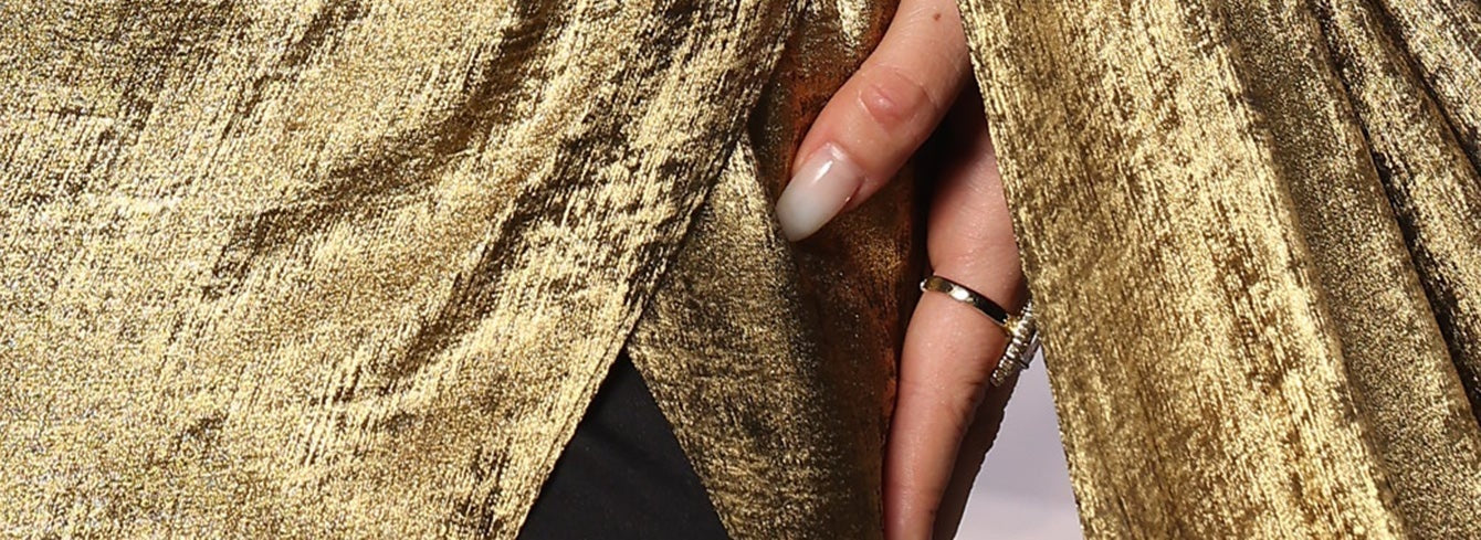 Square Waist Drop Mermaid Prom Dress With Split - Gold