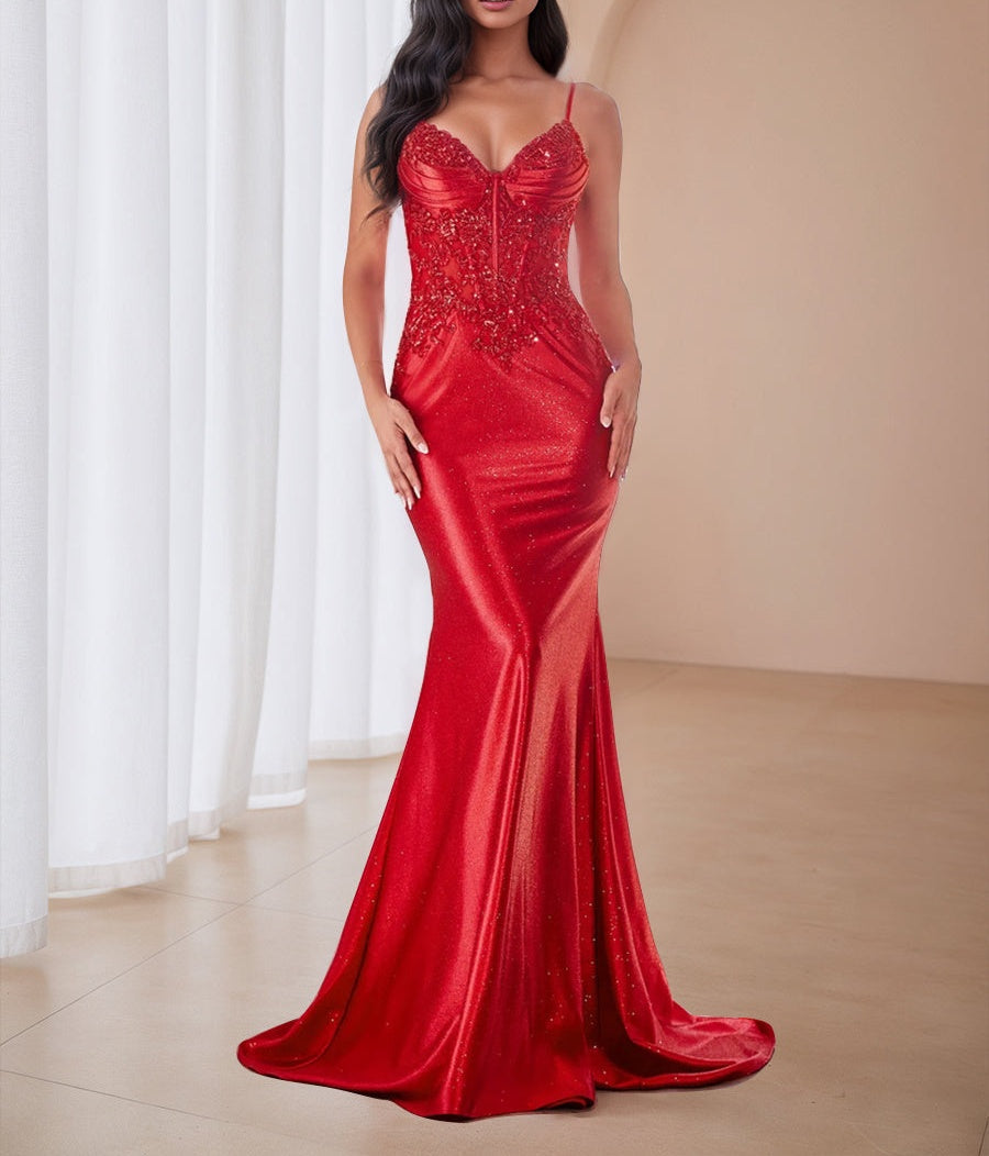 Sparkly Lavender Corset Long Prom Dress with Asymmetrical Appliqués