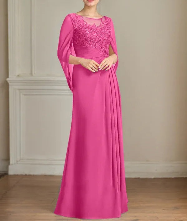 A-Line/Princess Scoop Floor-Length Mother of the Bride Dresses with Pleated & Sequins
