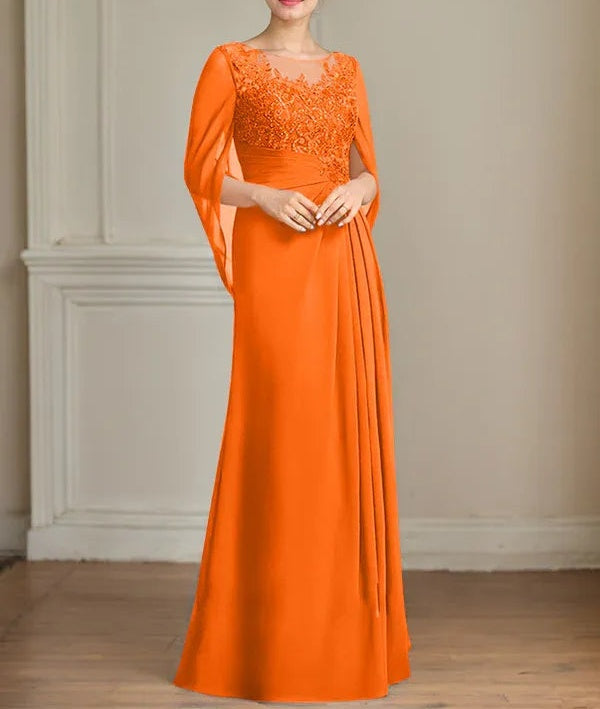 A-Line/Princess Scoop Floor-Length Mother of the Bride Dresses with Pleated & Sequins
