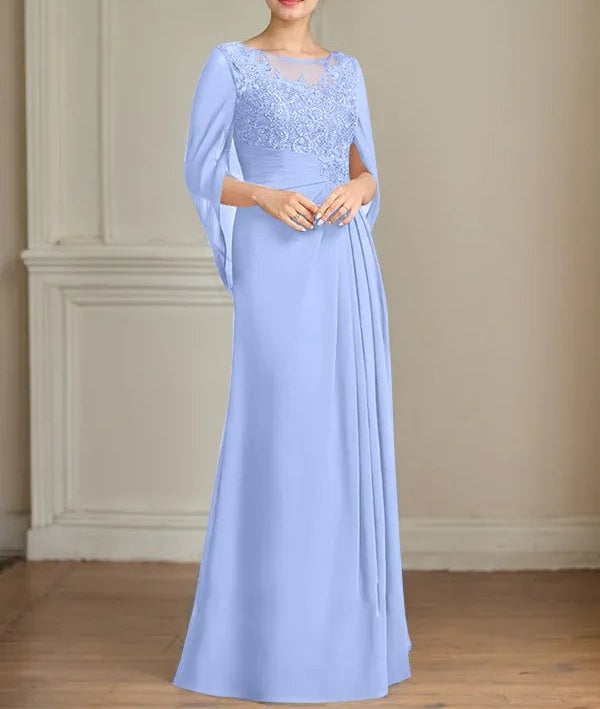 A-Line/Princess Scoop Floor-Length Mother of the Bride Dresses with Pleated & Sequins