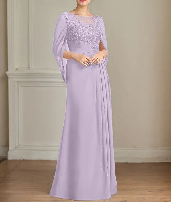 A-Line/Princess Scoop Floor-Length Mother of the Bride Dresses with Pleated & Sequins