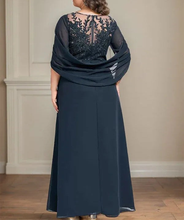 A-Line/Princess Scoop Floor-Length Mother of the Bride Dresses with Pleated & Sequins