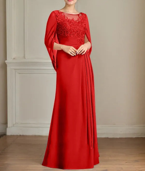A-Line/Princess Scoop Floor-Length Mother of the Bride Dresses with Pleated & Sequins