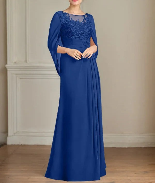 A-Line/Princess Scoop Floor-Length Mother of the Bride Dresses with Pleated & Sequins