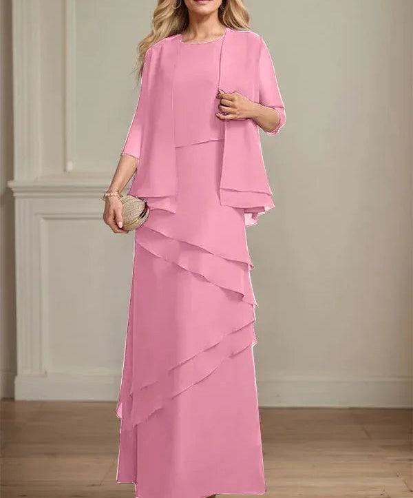 Sheath Scoop Floor-Length Chiffon Mother of the Bride Dress