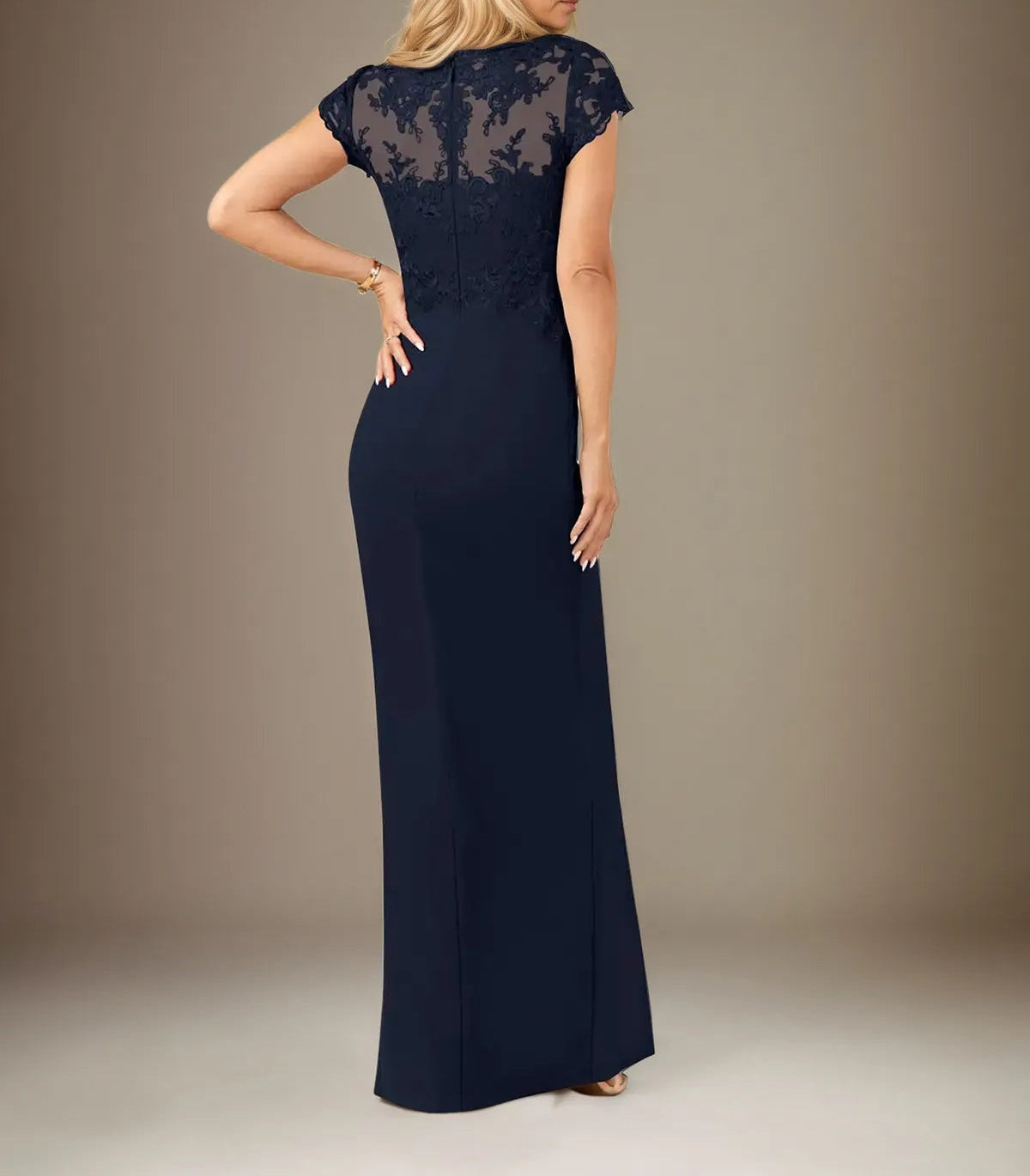 Sheath/Column V Neck Short Sleeve Floor Length Chiffon Dress With Cascading Ruffles